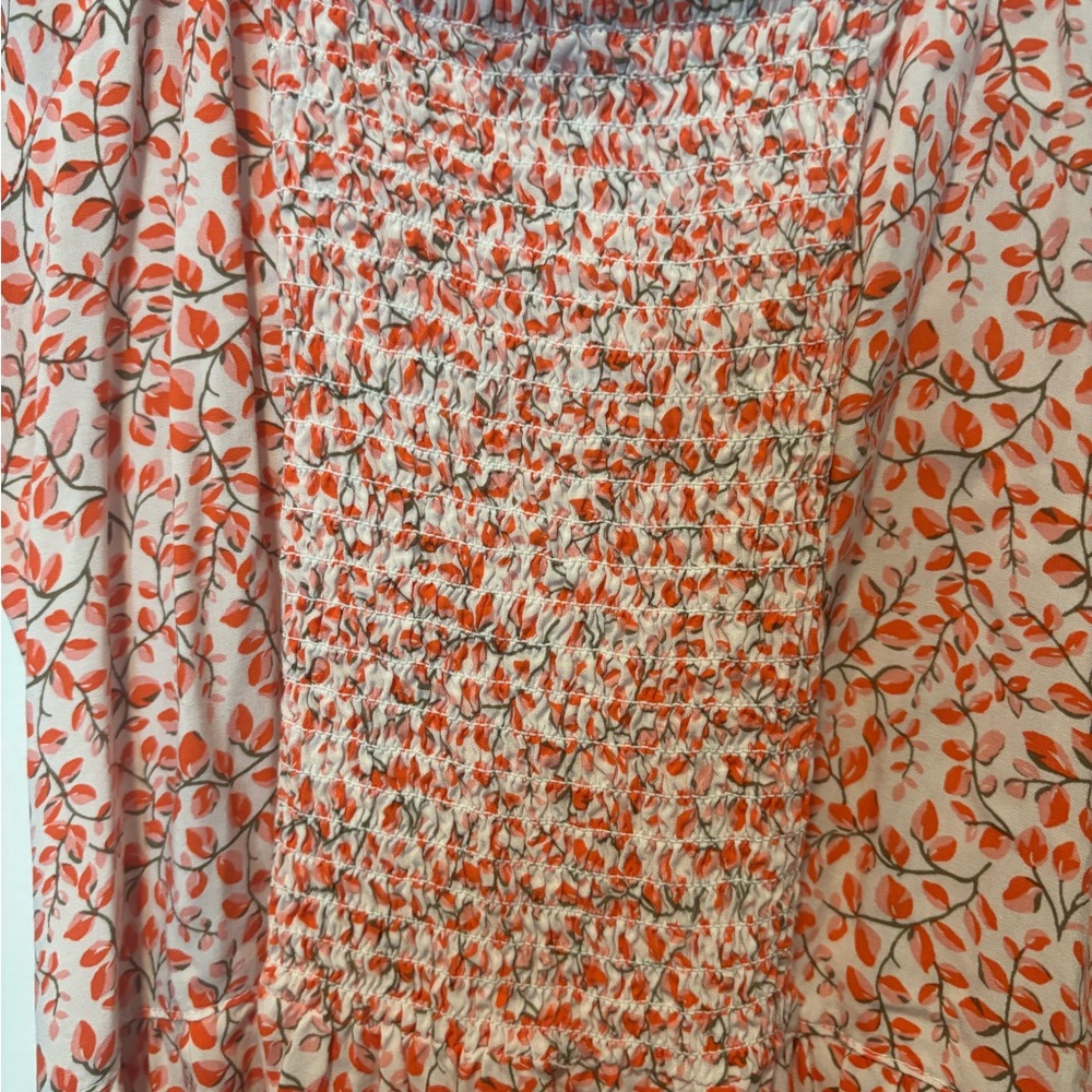LOFT White Dress with Red Floral Print Midi - Picture 5 of 5